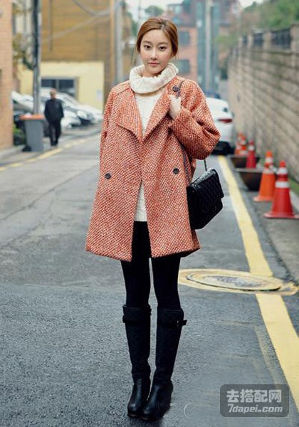 冬季+呢大衣+毛衣 女人味十足~