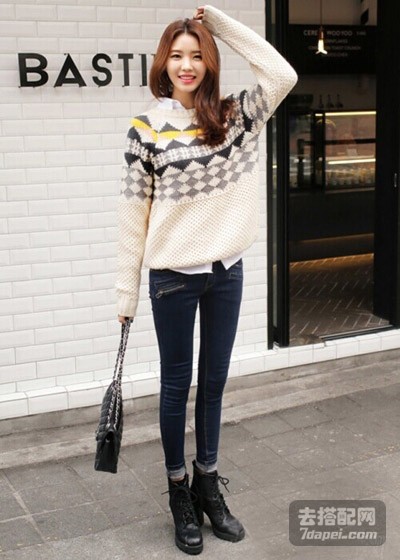 毛衣+衬衫+学院风搭配 够减龄显嫩