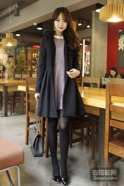 气质呢大衣示范搭 冬季美丽到心醉~