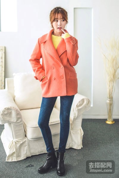 早春+毛呢外套+紧身裤 显瘦显身材朝搭