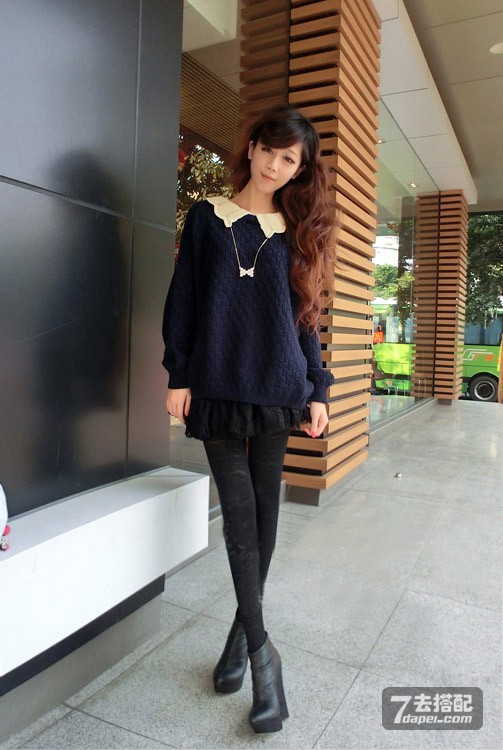 韩范+显瘦+针织衫 甜美范出街搭 秋冬爱美丽~