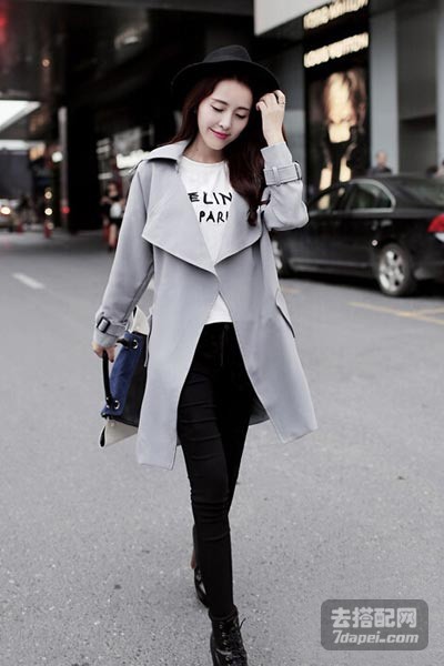 春季+风衣+紧身裤 穿出清新韩范儿~