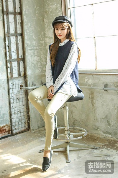 春天+针织衫+衬衫 穿出清纯范~