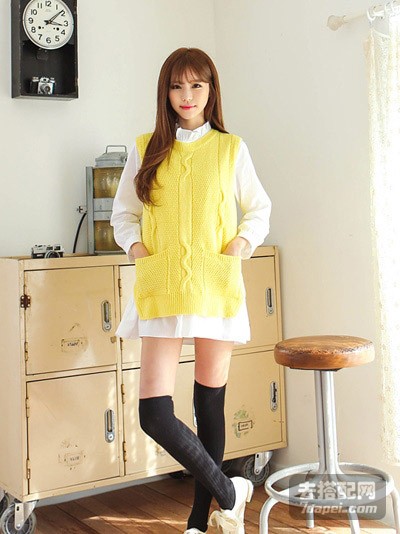 春天+针织衫+衬衫 穿出清纯范~