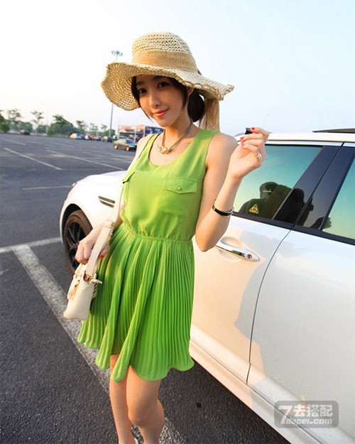 清新糖果绿雪纺~展现青春与活力~