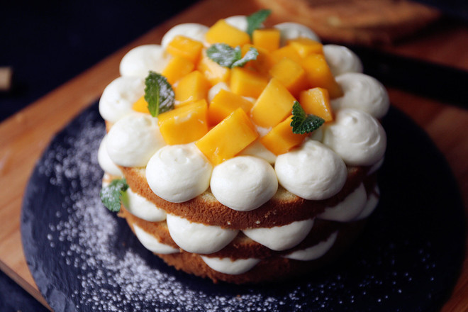 不会裱花没关系的水果裸蛋糕 芒果裸蛋糕